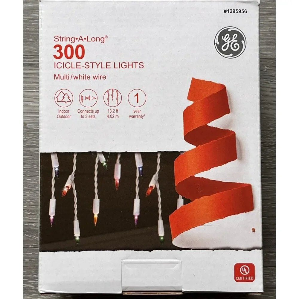 300 GE Multi-Color String-A-Long Icicle Style Lights - NEW